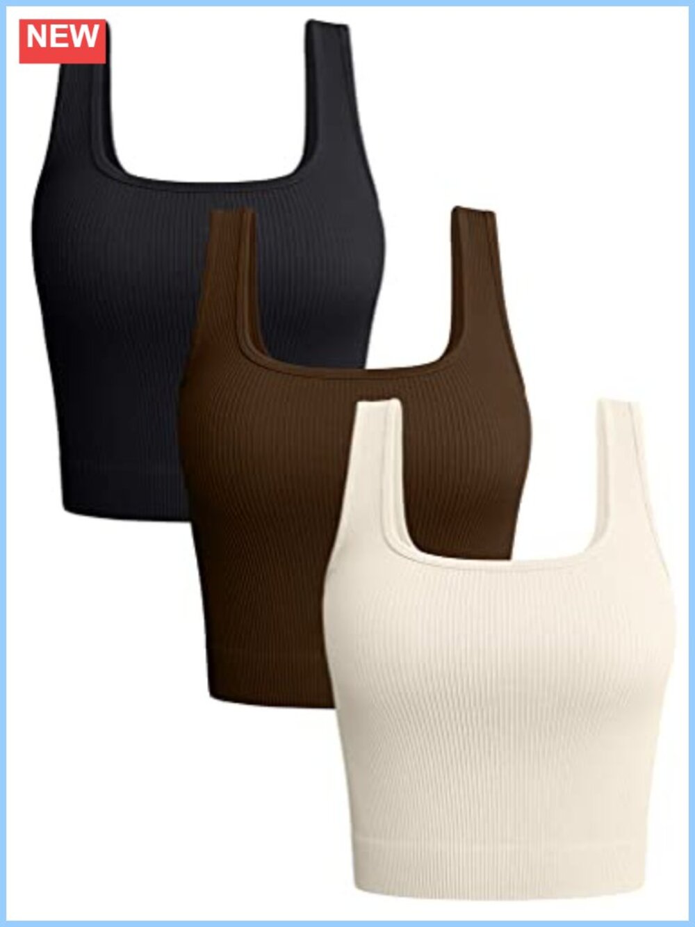 3 Pack Seamless Ribbed Tank Tops Women's Workout Crop Camis Nylon Spandex